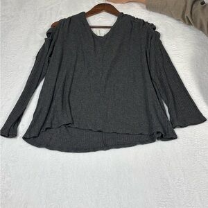 Elegant Charcoal Cold Shoulder Blouse